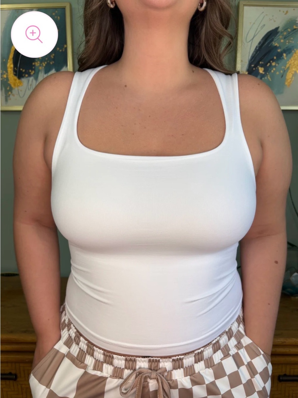 Zenana White Square Neck Tank